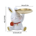thumbnail image 2 of Lucky Bunny Rabbit Home Decor Cute White Cartoon Resin Creative Bunny Tray Decoration, 2 of 9