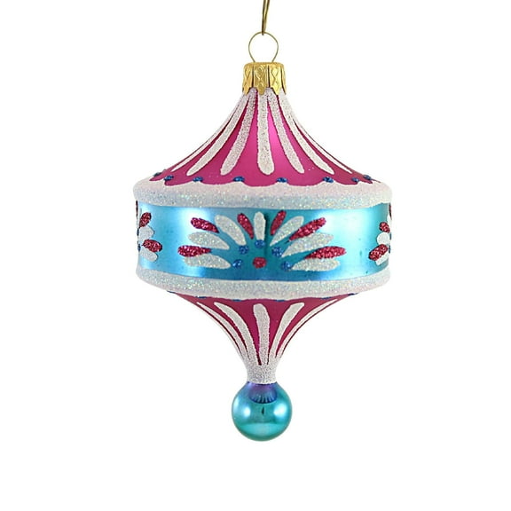 Turquoise Pink Pendant Drop - 1 Glass Ornament 5.5 Inch, Glass - Ornament Christmas Ufo Sbk221014