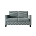 thumbnail image 3 of Castle Place Modern Luxe Velevet Diamond Tufted Upholstered Loveseat, Light Blue, 3 of 8