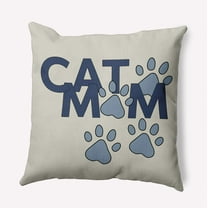 Simply Daisy 16-inch Square Cat Mom Polyester Indoor Pillow, Dusty Smoke Blue Qty 1