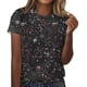 thumbnail image 2 of Fiudx Ofertas Flash Artículos En Oferta Blusas de Cuello Redondo para Mujer Camisetas de Manga Corta Top Estampado, 2 of 4