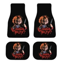 Child's Play Chucky Car Floor Mats 4PC Set Anti Skid Vehicle Floor Mat Car Carpet for Front Rear Seats Universal Auto Interior Accessories