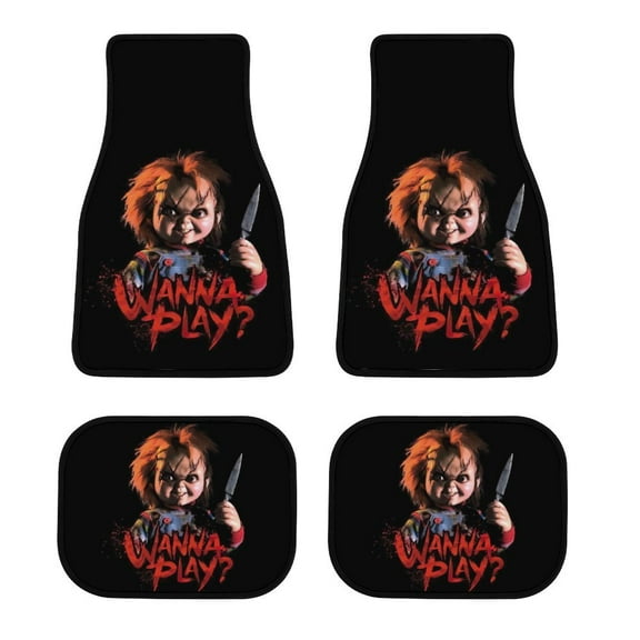 Child's Play Chucky Car Floor Mats 4PC Set Anti Skid Vehicle Floor Mat Car Carpet for Front Rear Seats Universal Auto Interior Accessories