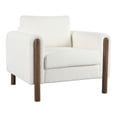 thumbnail image 4 of Oversized Accent Chair, Upholstered Living Room Chairs Single Sofa Chair with Walnut Legs, Curved handrail, White, 4 of 19