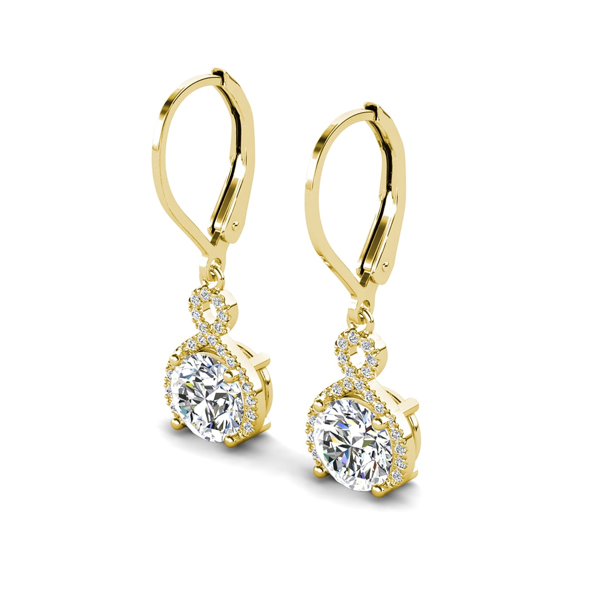 Cate & Chloe Alessandra 18k Yellow Gold Plated Earrings with Simulated Diamond Crystals for Women