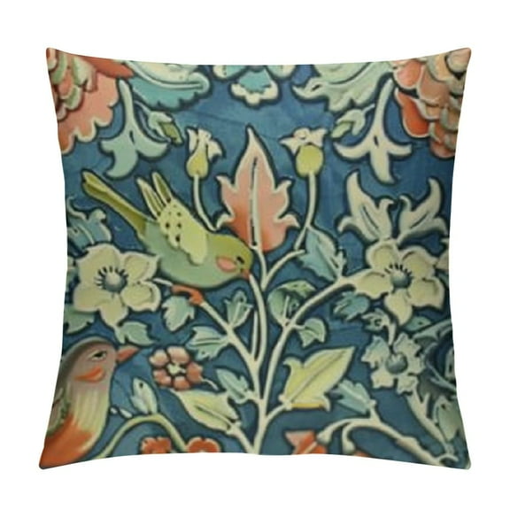 Creowell Strawberry Thief Throw Pillow Covers Decorative Outdoor Soft Pillowcases Home Decor Living Room Cushion Case for Bed Couch Car White