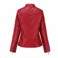 thumbnail image 4 of Scyoekwg Leather Jacket Womens Womens Fall Fashion 2025 Slim Leather Stand Collar Zip Motorcycle Suit Belt Coat Jacket Tops Clothes Red XXL, 4 of 6
