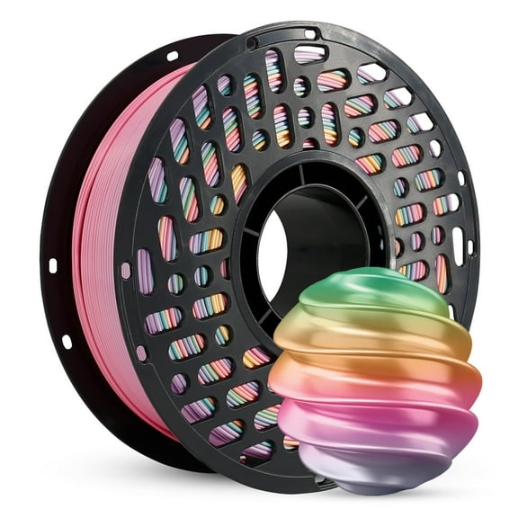 CaiLab PLA Silk Rainbow 3D Printer Filaments, 2.2 lbs, for Most FDM 3D Printers, Multicolor Candy Rainbow