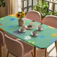 thumbnail image 3 of Spring Easter Table Cloths for 3 Foot Rectangle Tables, Bunny Colorful Eggs Floral Green Patio Waterproof Elastic Fitted Tablecloths, Washable Rectangular Table Cover for Camping, 3 of 8