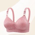 thumbnail image 2 of Bras for Women Plus Size Embroidery Lace Full Coverage Wireless Push Up Non Padded Everyday Minimizer Bra,Pink 1,36 B, 2 of 5