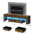 thumbnail image 2 of 63" TV Stand for 65/70/75 Inch TV,with 6 Drawers & 4 Side Storage Bags & Shelves,, Entertainment Center with Led Light and Power Outlets,Brown, 2 of 7