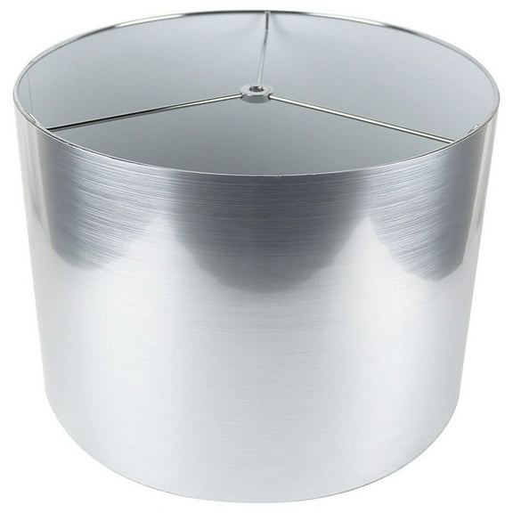 Classic Drum Metallic Lampshade, 8" to 16" Bottom Size Silver 14" 7 to 12 Inches 13 to 18 Inches