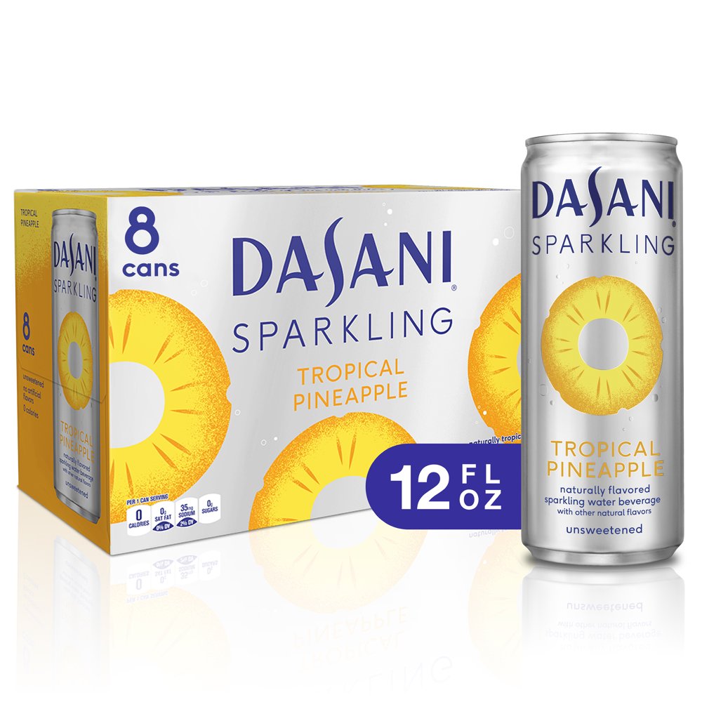 DASANI Sparkling Water Tropical Pineapple Zero Calories, 12 fl oz, 8