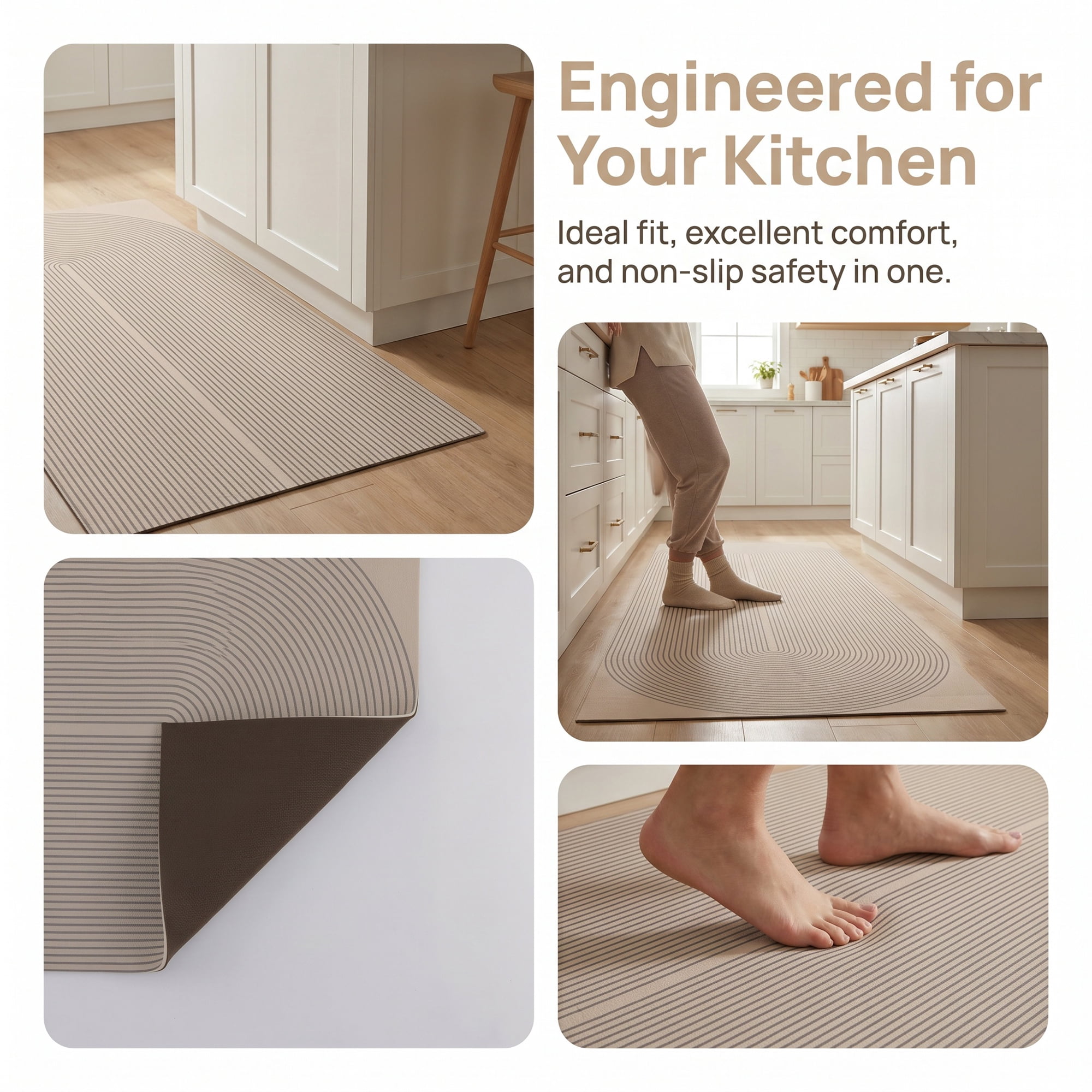 Unique Bargains Geometric Anti Waterproof Non Slip Rubber Mat Beige Geometry 47" x 18"