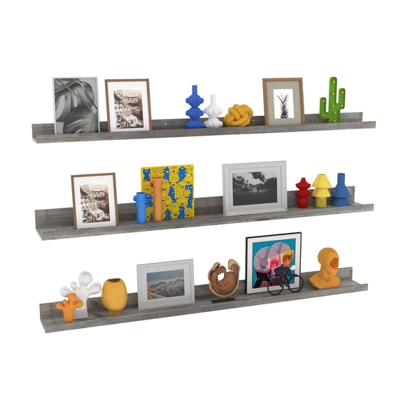 Long Floating Shelves for Wall Set of 3, 47 Inch Gray Picture Ledge Shelf for Bathroom, Bedroom, Kitchen, Living Room Storage and Decoration