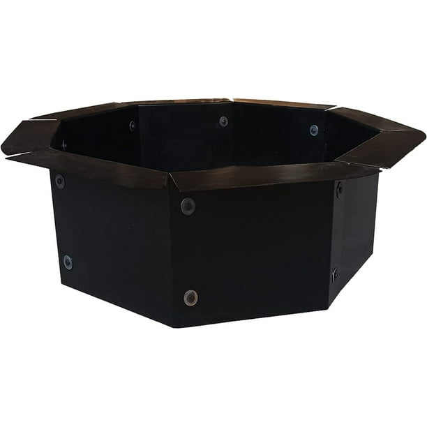 Simond Store Black Outdoor Octagon Fire Pit Ring/Insert for Camping, DIY Fire Pit Rim Liner