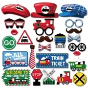 CC HOME 25pcs Train Patterns Photo Booth Props Railroad Train Patterns Party Decorations Party Favor for Train Party Essentials