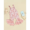 thumbnail image 3 of Suealasg Toddler Girl Jumpsuit Sleeveless Shamrock Print Spaghetti Straps Flare Pants 6M 12M 24M 3T 4T Kids Girls Easter Clothes, 3 of 8
