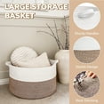 thumbnail image 6 of Timeyard Large Woven Laundry Hamper Basket - Decorative Storage Organizer for Living Room, Holds Toys Pillows Blankets Clothes - 21.7" x 21.7" x 13.8"-Brown, 6 of 10