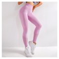 thumbnail image 2 of Mujer fitness leggings yoga costura súper elástico sudor absorbente jogging pantalones de color sólido hueco agujero casual caminar legging rosa s seitruly AP004679-09, 2 of 7