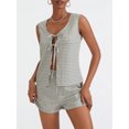 thumbnail image 5 of Michellecmm  Women Plaid Set, Sleeveless Tie-up Tank Top with Elastic Waist Shorts, 5 of 9