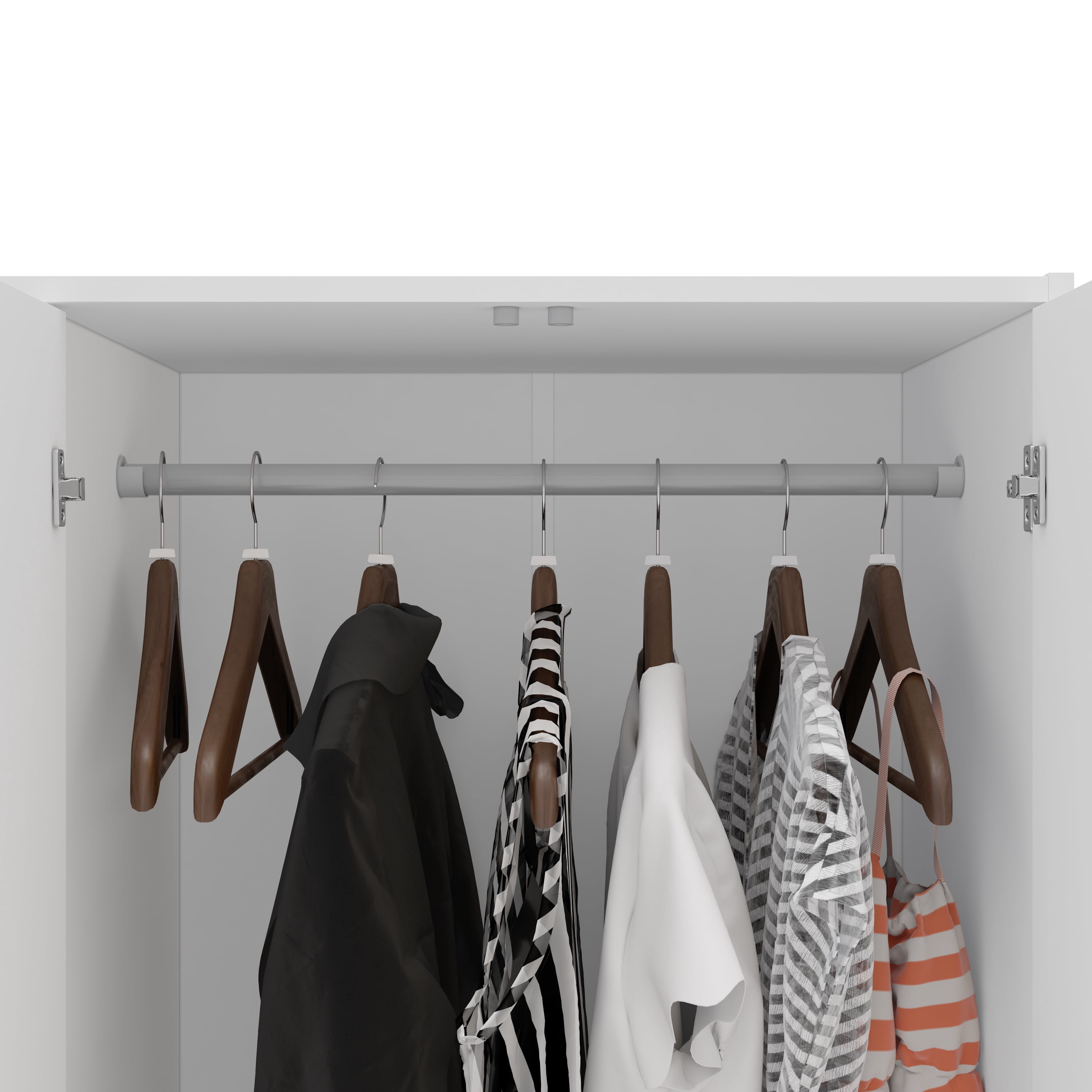 Polifurniture Denmark 71 in. 5 Door Adult Armoire with 2 Drawers, Shelves & 2 Hanging Rods, White Wood