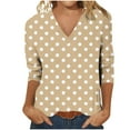 thumbnail image 6 of VgaVtl Womens Plus Tshirts V-Neck 3/4 Sleeve Womens Tops Dressy Soft Polka Dots Daytime Leisure Classic Fit Shirts,Yellow M, 6 of 8