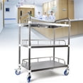 thumbnail image 2 of 3-Tier Medical Dental Lab Trolley Stainless Steel Mobile Rolling Serving Cart without drawer, 2 of 11