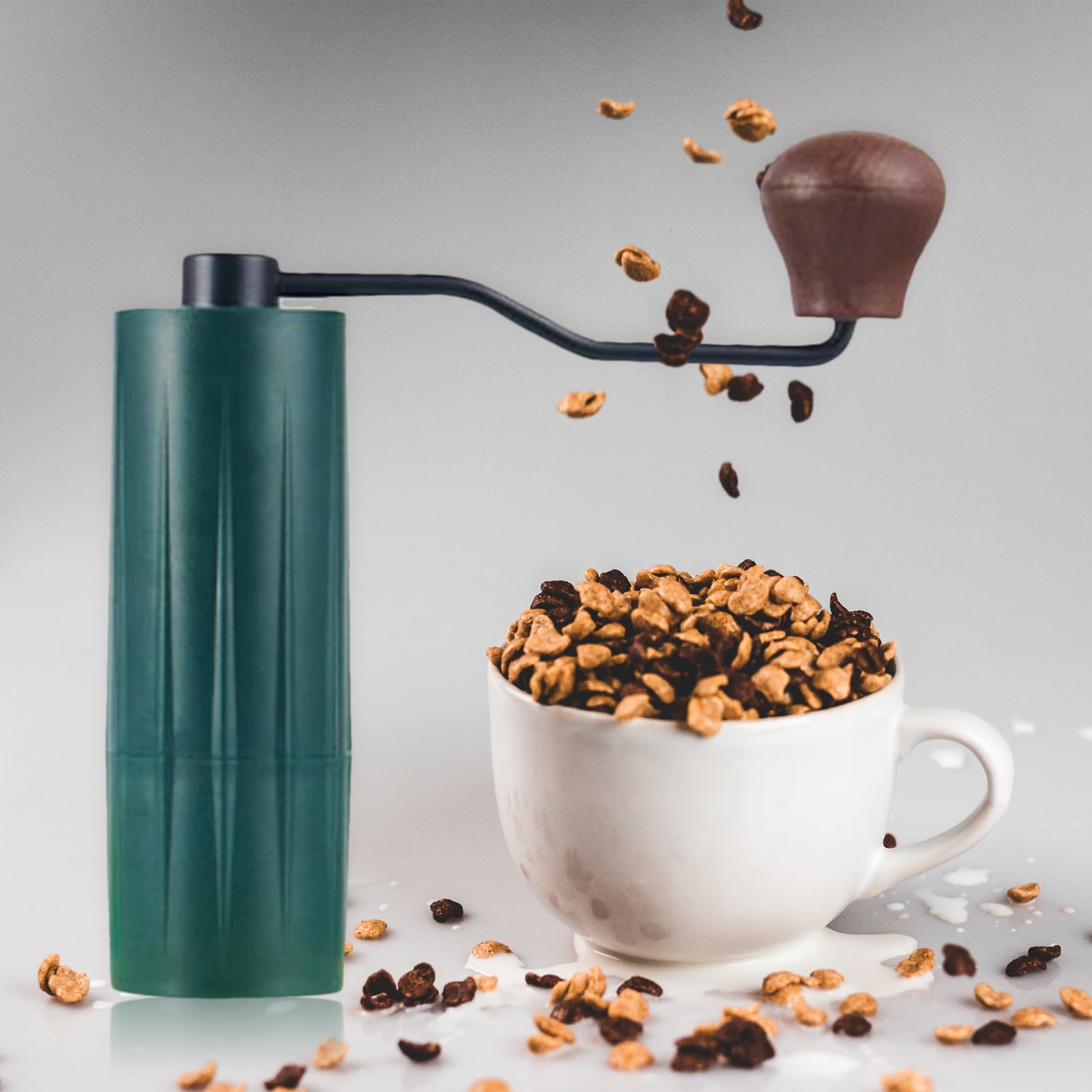 Fiocias Mini Manual Coffee Bean Hand Grinder Machine Stainless Steel Burr Green