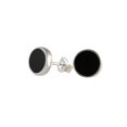 thumbnail image 6 of Echmeck Solid 925 Sterling Silver Black Flat Onyx Handmade Stud Earrings for Women Men - 9mm, 6 of 13