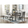 thumbnail image 7 of Grey Finish 6pc Dining Set Solid wood Upholstered Cushion Chairs Dining Table 4x Side Chairs And 1x Bench Dining Room Furniture, 7 of 7
