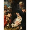 thumbnail image 2 of Jacob Jordaens 12x14 Black Ornate Wood Framed Double Matted Museum Art Print Titled: The Adoration of the Shepherds (C. 1617), 2 of 5