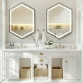 thumbnail image 6 of 34"x 24" Bathroom LED Mirror Medicine Cabinet with Lights, Recessed or Wall Mounted Bathroom Vanity Mirror with 2 Adjustable Storage Shelves, Defogger, Dimmable, Memory Function,Black, 6 of 8