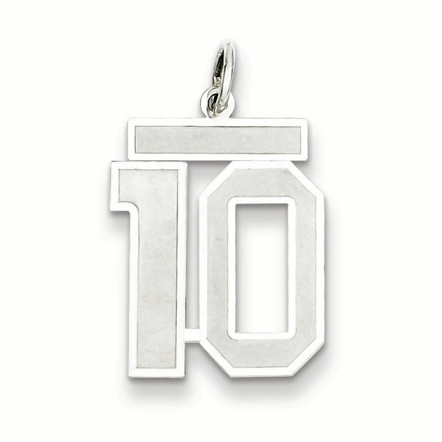 925 Sterling Silver Number 10 Necklace Charm Pendant Charms