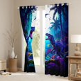 thumbnail image 3 of Homewish Jungle Dino Blackout Curtains,Neon Plants Curtains Pack of 2 (42x84 Each),Blue, 3 of 6