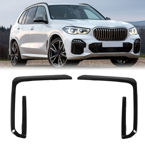1 Pair Front Bumper Fog Light Grille Trim Cover Molding for X5 G05 M50 Pre‑LCI 2019 to 2023 Glossy Black