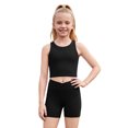 thumbnail image 6 of IBTOM CASTLE Girls 2 Piece Tennis Outfit Tank Top Shorts Set Backless Crop Tank Top Crossover Tummy Control Shorts Yoga Workout Activewear with Side Pockets 黑色, 6 of 7