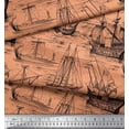 thumbnail image 2 of Soimoi Polyester Crepe Fabric Waves & Ship Ocean Print Fabric by The Yard 52 Inch Wide, 2 of 3