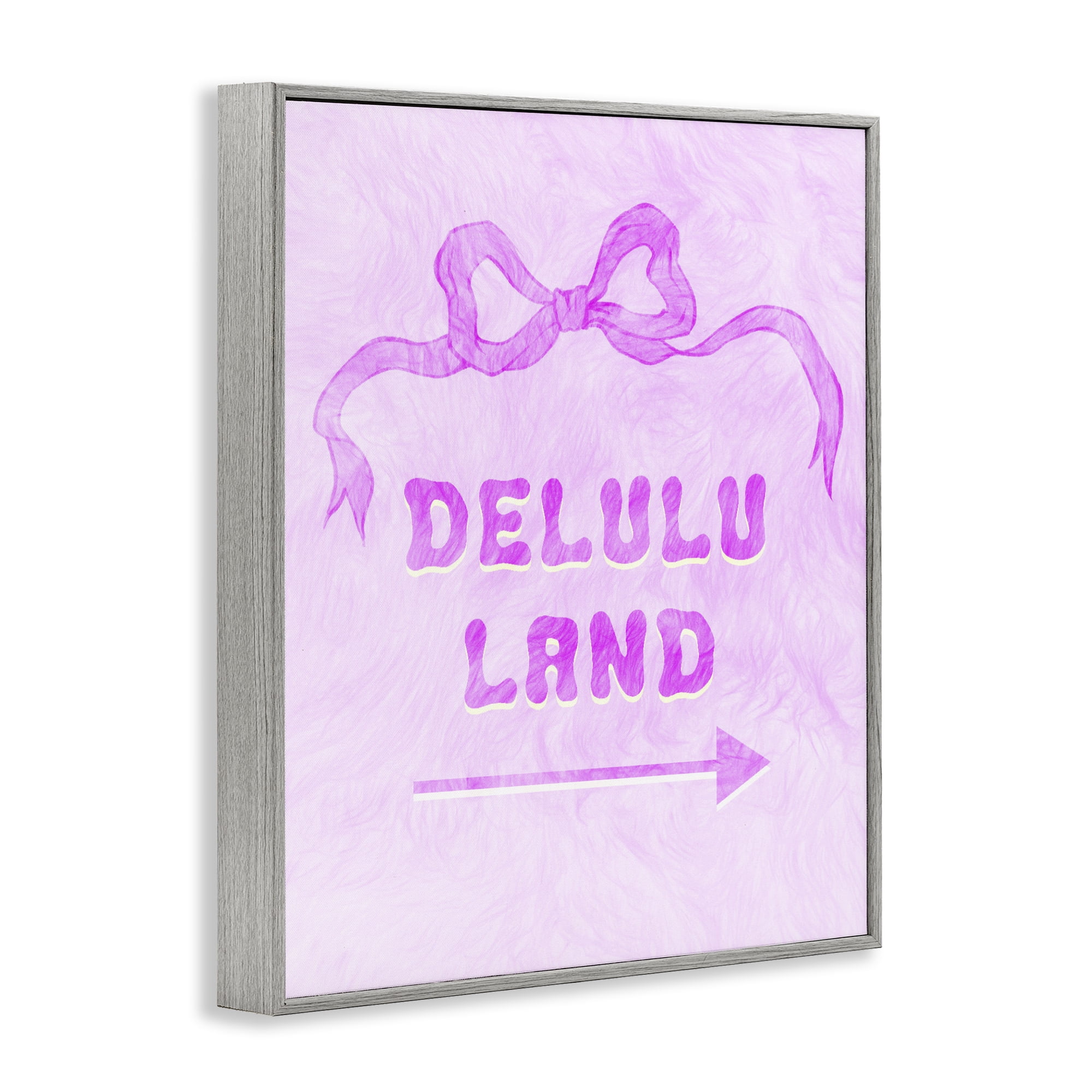 Stupell Industries Delulu Land Feminine Ribbon Gray Framed Giclee Art, design by Ziwei Li