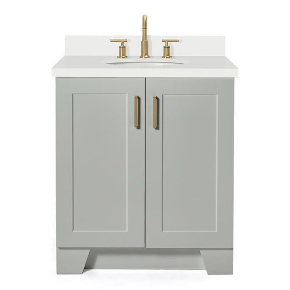 Ariel Taylor 31 In. Oval Sink Vanity With White Quartz Countertop In Grey