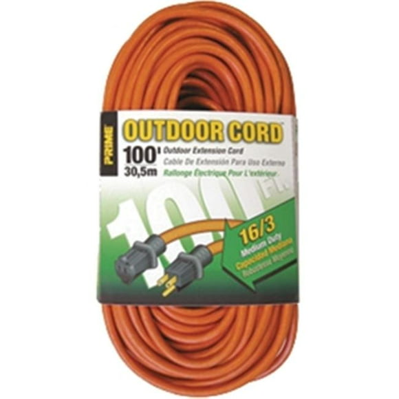 Prime Fil et Câble EC501635 100 Pi. 16 - 03 - 15 SJTW Orange Rallonge Extérieure