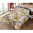 thumbnail image 4 of Ambesonne Emoji Fitted & Top Sheet Set with Shams, Funny Graffiti Character Art, Orange Indigo and Mustard, 4 of 5