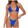 thumbnail image 2 of Swim Suits For Women 2024 Solid Color Bikini Set Swimming Two Piece Swimwear Beach Suit Summer Holiday Beach Wear Blue M, 2 of 7