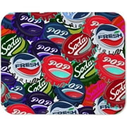 Yeuss Bottle Cap Mouse Pad Rectangular Non-Slip Mousepad, Different Bottle Caps with Colorful Pop Art Objects Gaming