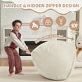 thumbnail image 4 of 3FT Bean Bag Chair, Comfy Bean Bag Chairs with Memory Foam Filled, Fluffy Beanbag Sofa with Dutch Velvet Cover, Round BeanBag Chairs for Living Room, Playroom- Grey, 4 of 10