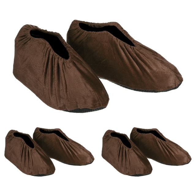 Fundas para zapatos reutilizables antideslizantes Uxcell, 3 pares de fundas para botas gruesas lavables, protectores de zapatos suaves, marrón oscuro