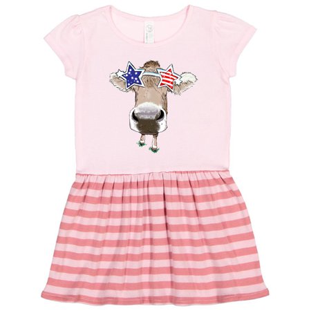 

Inktastic 4th of July Patriotic Cow in Shades Gift Toddler Girl Dress