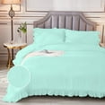 thumbnail image 3 of 1 Piece Luxury Vintage Ruffle Pattern Comforter By D.N.G. BEDDINGS Premium Super Soft, All Season, 800 Thread Count 100% Egyptian Cotton Full/Queen Size Aqua Blue Color, 3 of 8