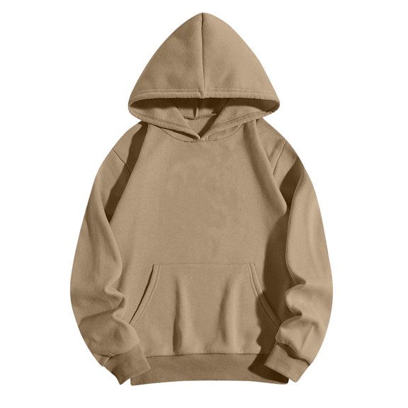 Women Hoodies Sweatshirts Sweaters Fleece Hooded Oversized Long Sleeve Crewneck Shirts Fall Winter Outfits Pocket Light Brown S