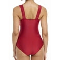 thumbnail image 6 of LIORA Women’s One Piece Swimsuits V Neck Swimwear Ruched Tummy Control Bathing Suit US Medium, Crimson, 6 of 6